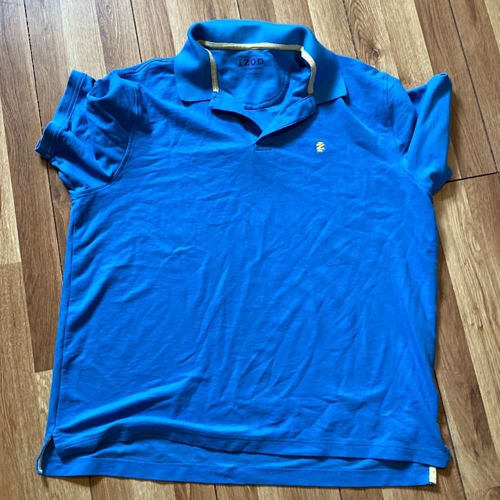 Mens polo blue shirt short sleeve Izod